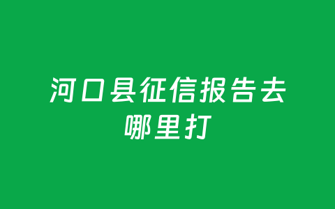 河口县征信报告去哪里打