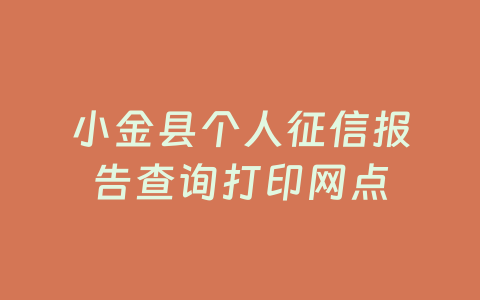 小金县个人征信报告查询打印网点