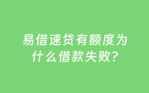 易借速贷有额度为什么借款失败？