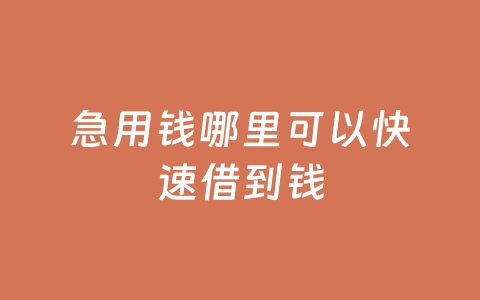 急用钱哪里可以快速借到钱