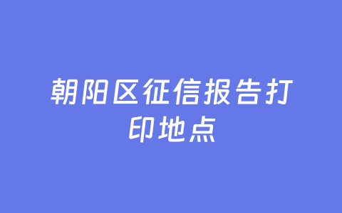 朝阳区征信报告打印地点