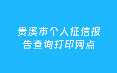 贵溪市个人征信报告查询打印网点