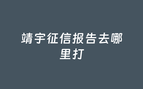 靖宇征信报告去哪里打