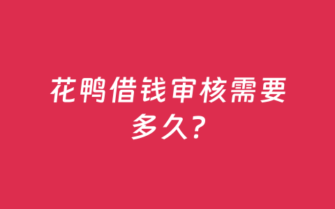 花鸭借钱审核需要多久?
