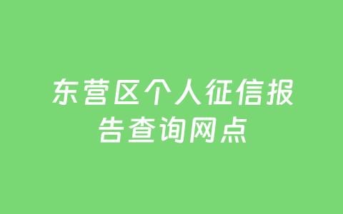 东营区个人征信报告查询网点