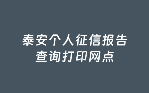 泰安个人征信报告查询打印网点