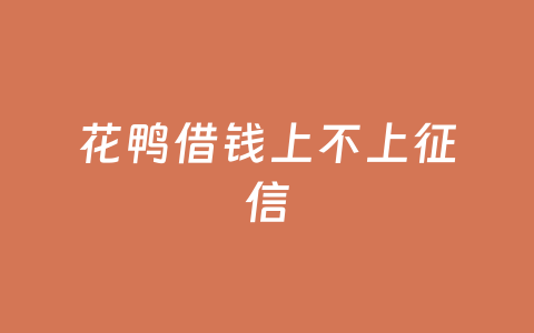 花鸭借钱上不上征信