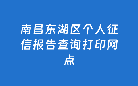 南昌东湖区个人征信报告查询打印网点