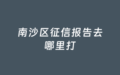 南沙区征信报告去哪里打