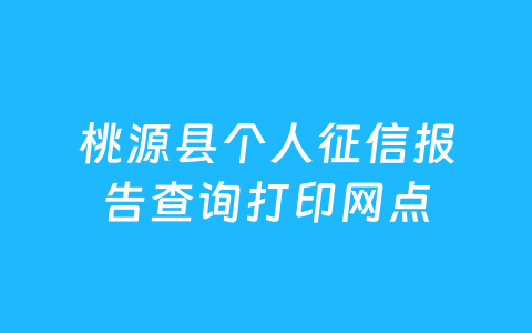 桃源县个人征信报告查询打印网点