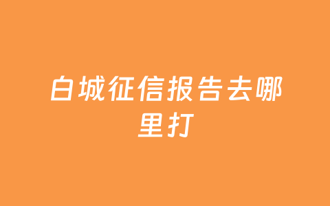 白城征信报告去哪里打