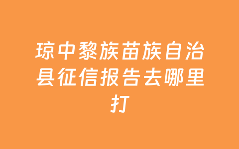 琼中黎族苗族自治县征信报告去哪里打