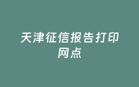天津征信报告打印网点