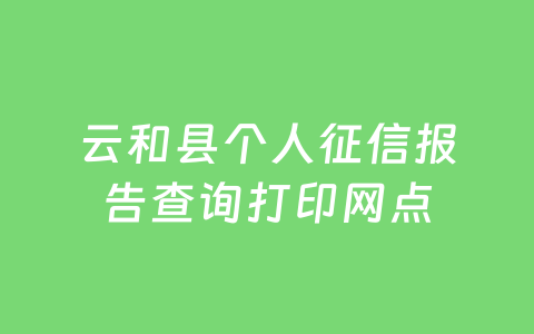 云和县个人征信报告查询打印网点