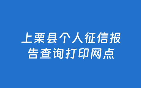 上栗县个人征信报告查询打印网点