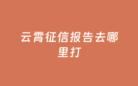 云霄征信报告去哪里打