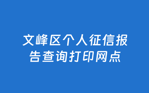 文峰区个人征信报告查询打印网点
