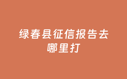 绿春县征信报告去哪里打