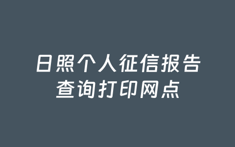 日照个人征信报告查询打印网点