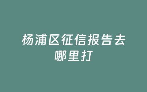 杨浦区征信报告去哪里打