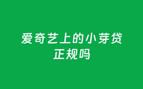 爱奇艺上的小芽贷正规吗