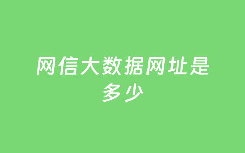 网信大数据网址是多少