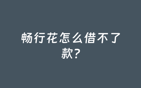 畅行花怎么借不了款?