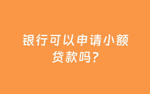 银行可以申请小额贷款吗？