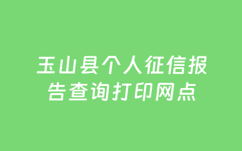 玉山县个人征信报告查询打印网点