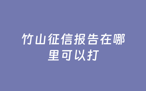 竹山征信报告在哪里可以打