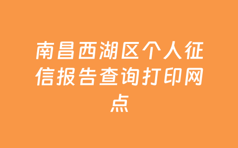 南昌西湖区个人征信报告查询打印网点