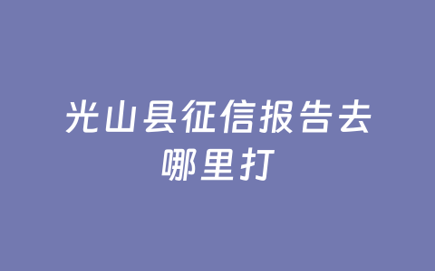光山县征信报告去哪里打