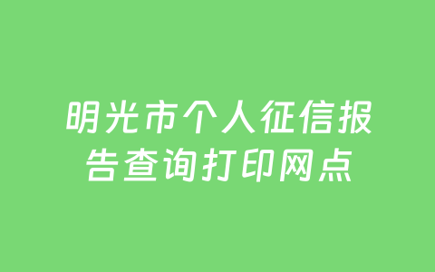 明光市个人征信报告查询打印网点