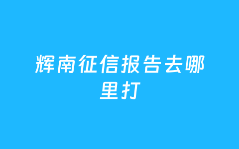 辉南征信报告去哪里打