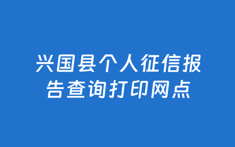 兴国县个人征信报告查询打印网点