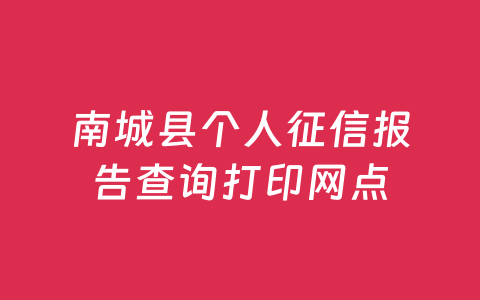 南城县个人征信报告查询打印网点