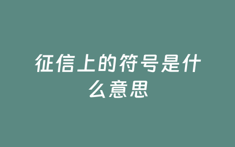 征信上的符号是什么意思