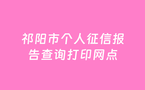祁阳市个人征信报告查询打印网点