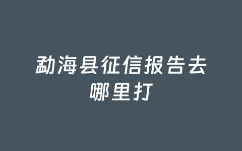 勐海县征信报告去哪里打