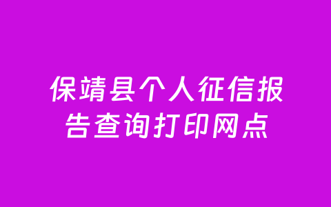 保靖县个人征信报告查询打印网点