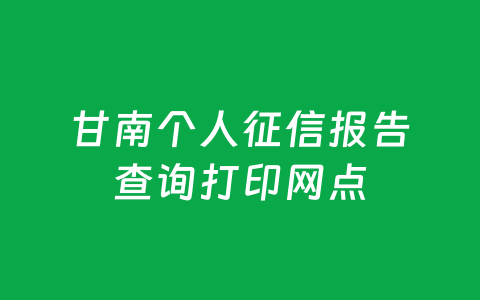 甘南个人征信报告查询打印网点