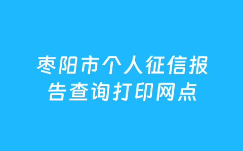 枣阳市个人征信报告查询打印网点