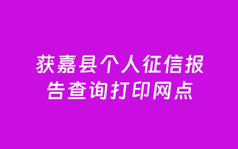 获嘉县个人征信报告查询打印网点