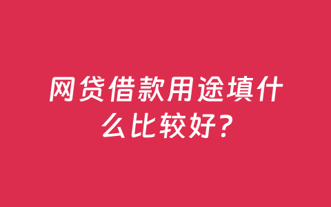 网贷借款用途填什么比较好?