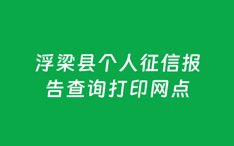 浮梁县个人征信报告查询打印网点