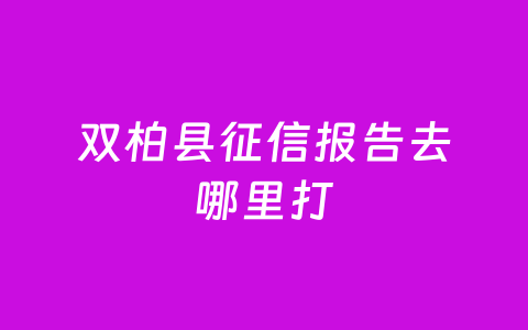 双柏县征信报告去哪里打