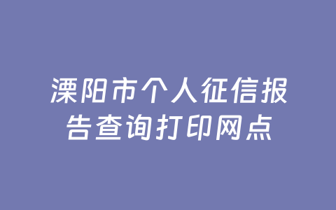 溧阳市个人征信报告查询打印网点