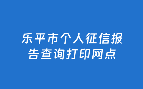 乐平市个人征信报告查询打印网点