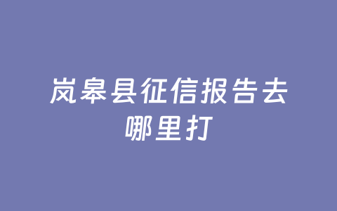 岚皋县征信报告去哪里打