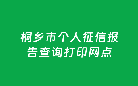 桐乡市个人征信报告查询打印网点